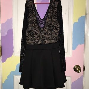 Dress with mesh floral top